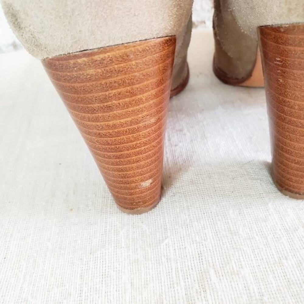 Joie Dalton WESTERN TAN Suede Boots SIDE ZIP STACKED Heel WOMEN COWGIRL SZ 40/10 - Picture 8 of 12